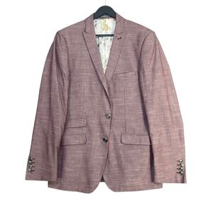 Paisley & Gray Blazer Sportcoat Slim Fit Men 40R Burgundy Butterfly Surgeon cuff